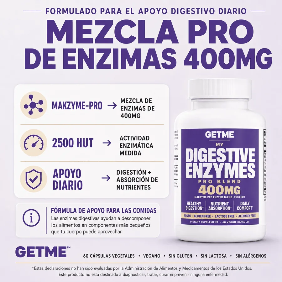 Enzimas más tres cepas de Lactobacillus en una sola cápsula