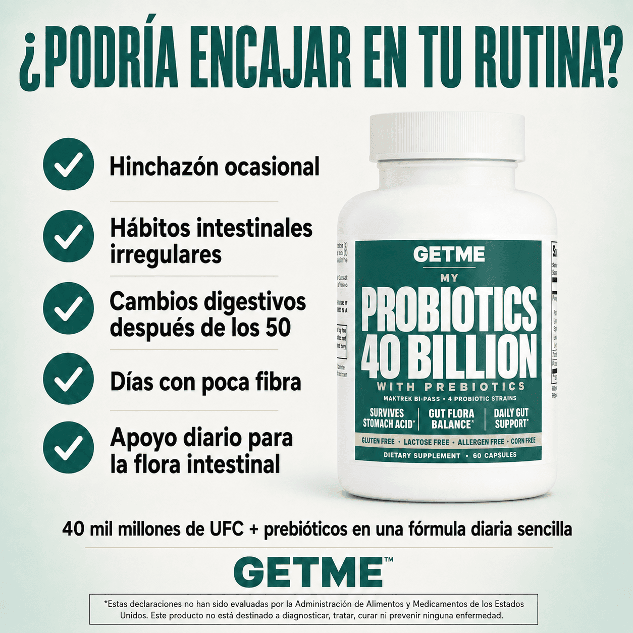 ¿Encaja en tu rutina? Hinchazón ocasional, hábitos irregulares, cambios digestivos después de los 50