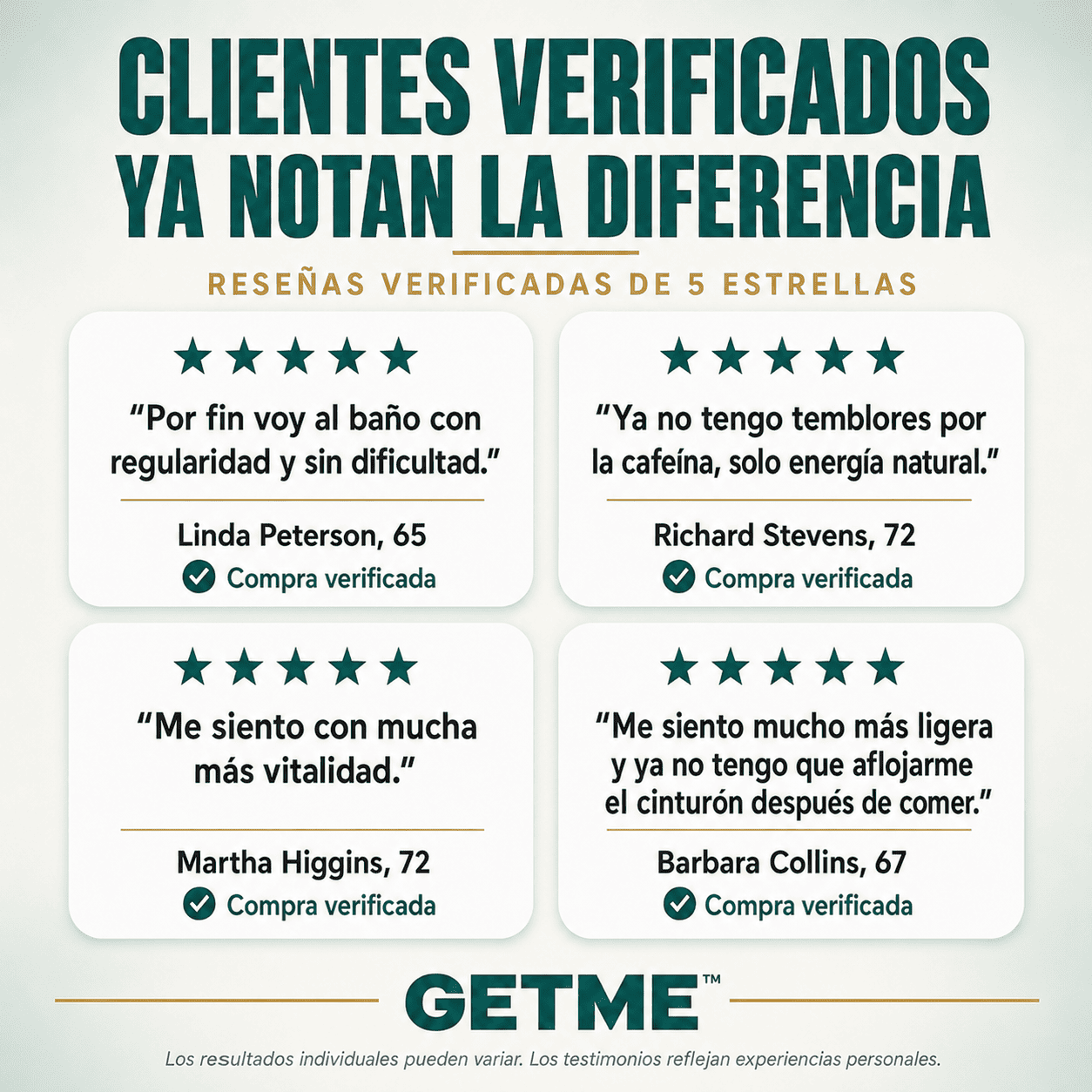 Reseñas verificadas de cinco estrellas de Getme Probióticos 40 Billones